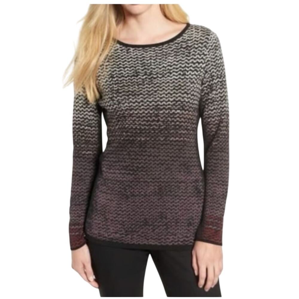 Nic + Zoe Women's Multicolor Zig Zag Pattern Stitch Sweater Size SP